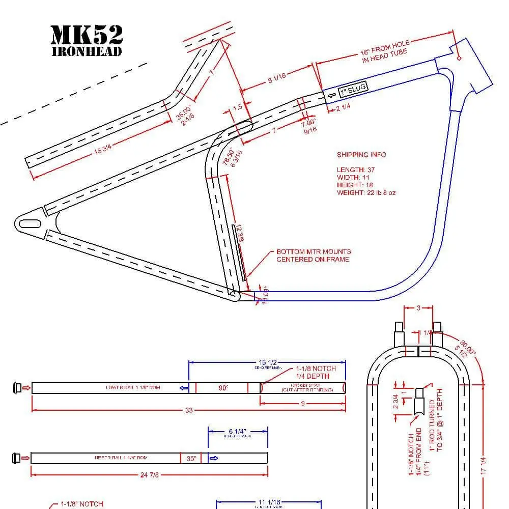 Voodoo Vintage Fabrication Harley Davidson Ironhead Sportster 1964 - 1981 Hardtail Rear Frame Section MK52 - Image 11
