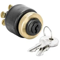 Lowbrow Customs Weatherproof Starter Ignition Switch - Brass Bezel