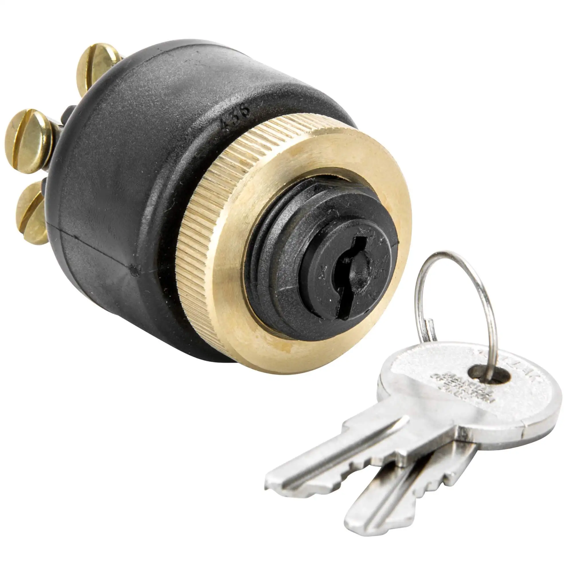 Lowbrow Customs Weatherproof Starter Ignition Switch - Brass Bezel