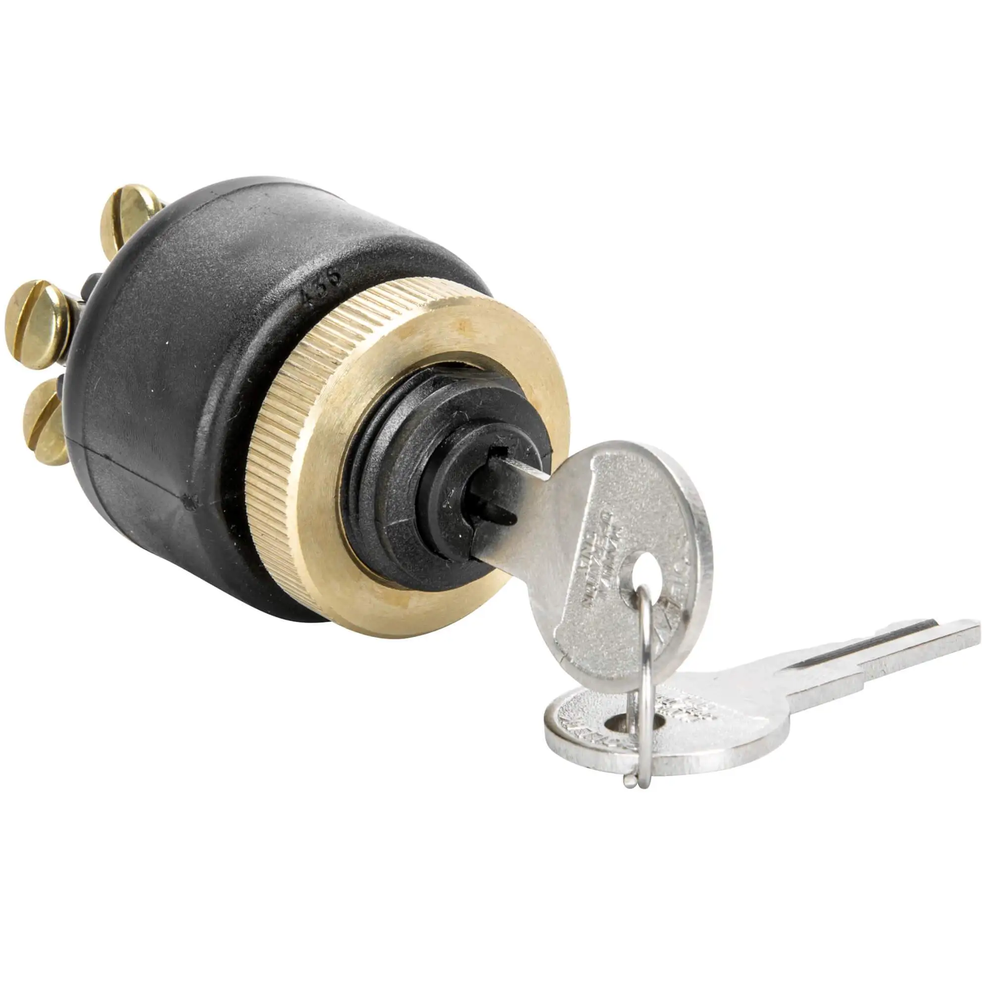 Lowbrow Customs Weatherproof Starter Ignition Switch - Brass Bezel - Image 2