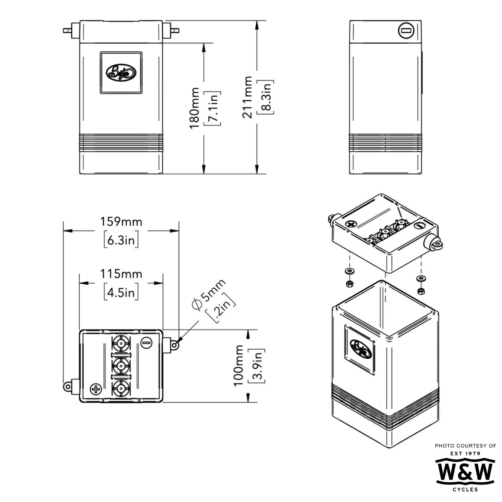 Bates BattBoy Battery Box For Modern Gel Or Li-Ion Batteries Fits OEM-style Harley-Davidson Horseshoe Oil Tanks - Image 7