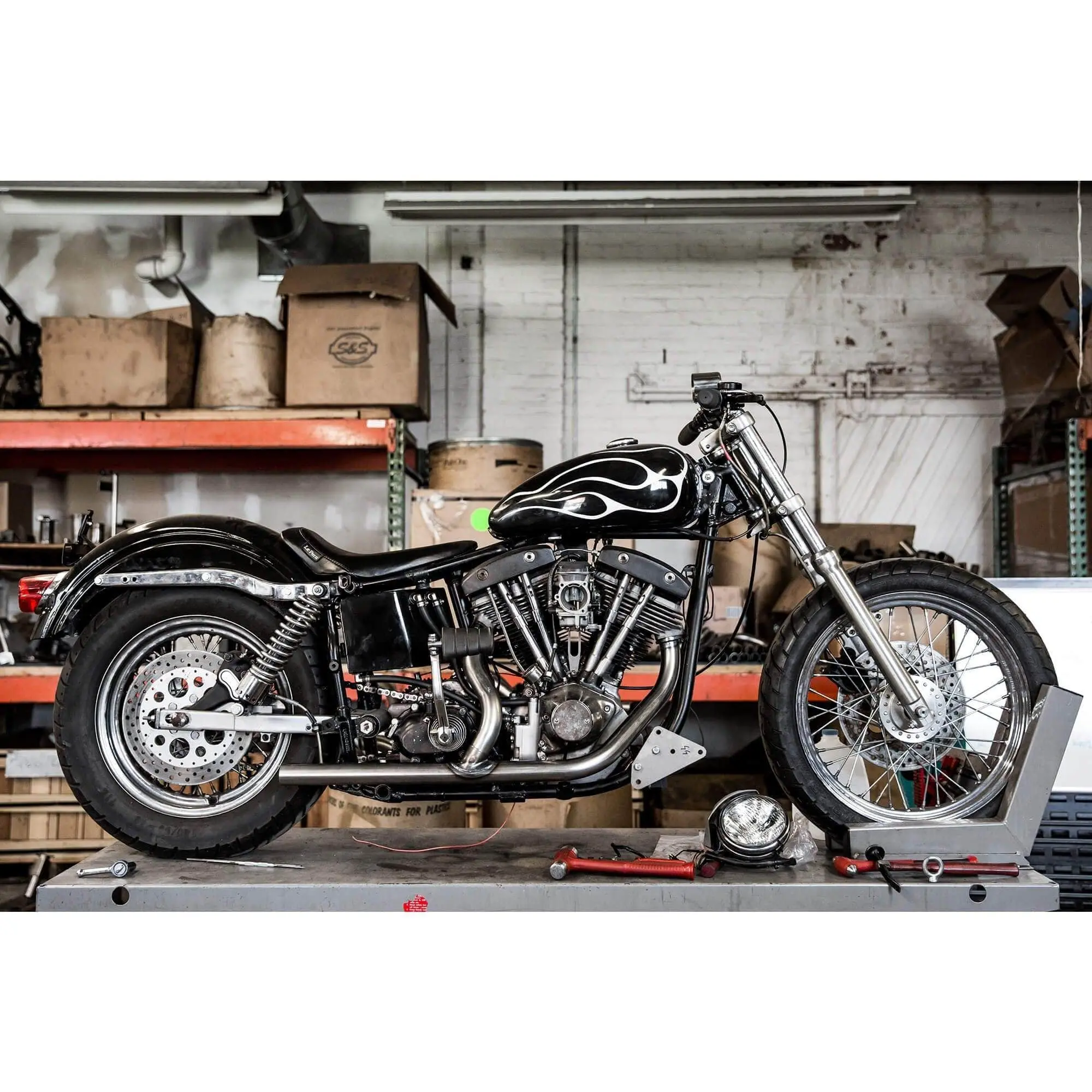 Gasbox Exhaust Pipe Set 2-into-1 1970-84 Harley Cone Shovelhead - Bare Steel OEM # 65435-70 - Image 12