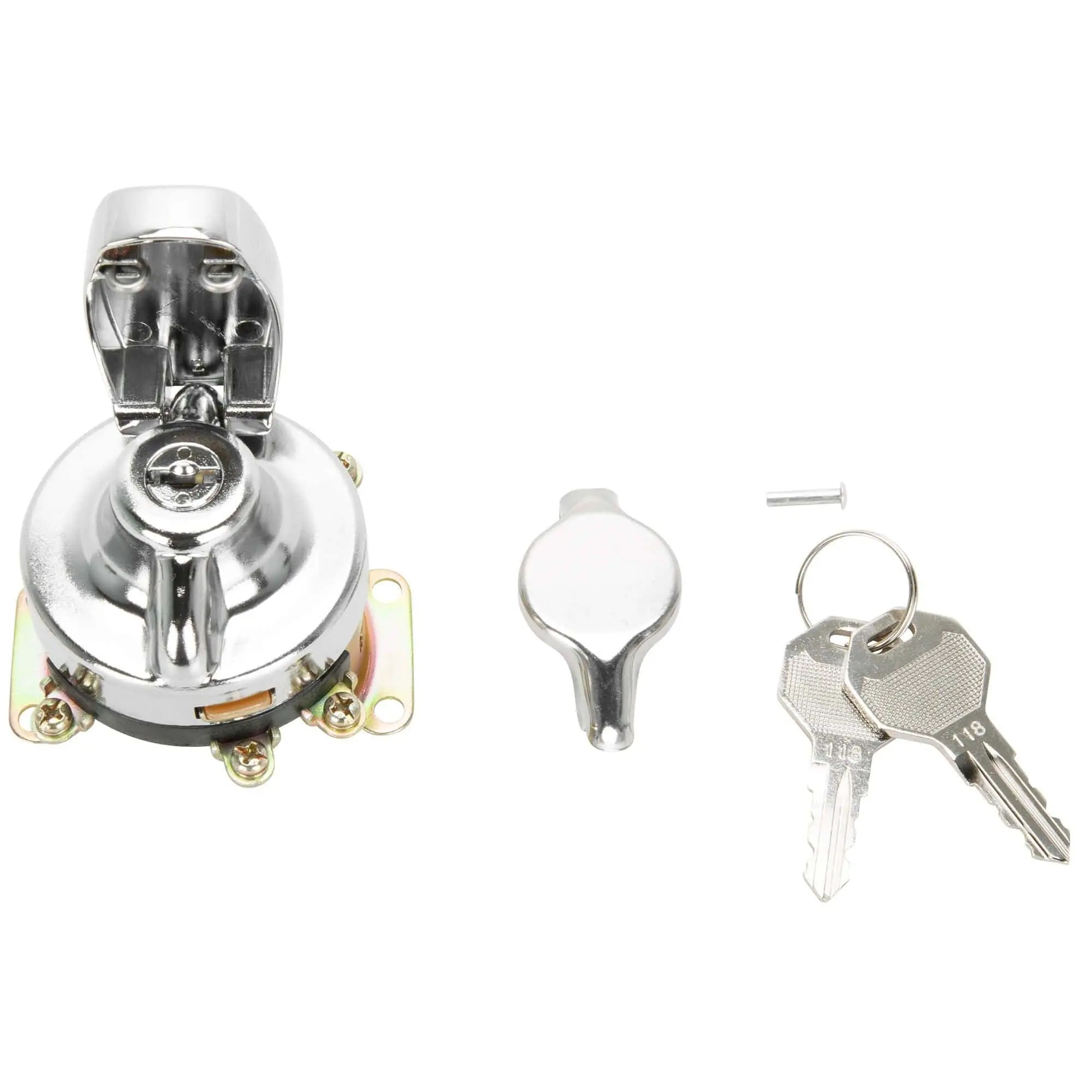 Cycle Standard 6 Post Ignition Key Switch Replaces Harley-Davidson OEM # 71501-73A - Chrome Bezel - Image 6