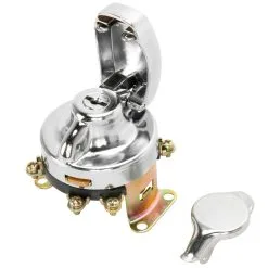 Cycle Standard 6 Post Ignition Key Switch Replaces Harley-Davidson OEM # 71501-73A - Chrome Bezel