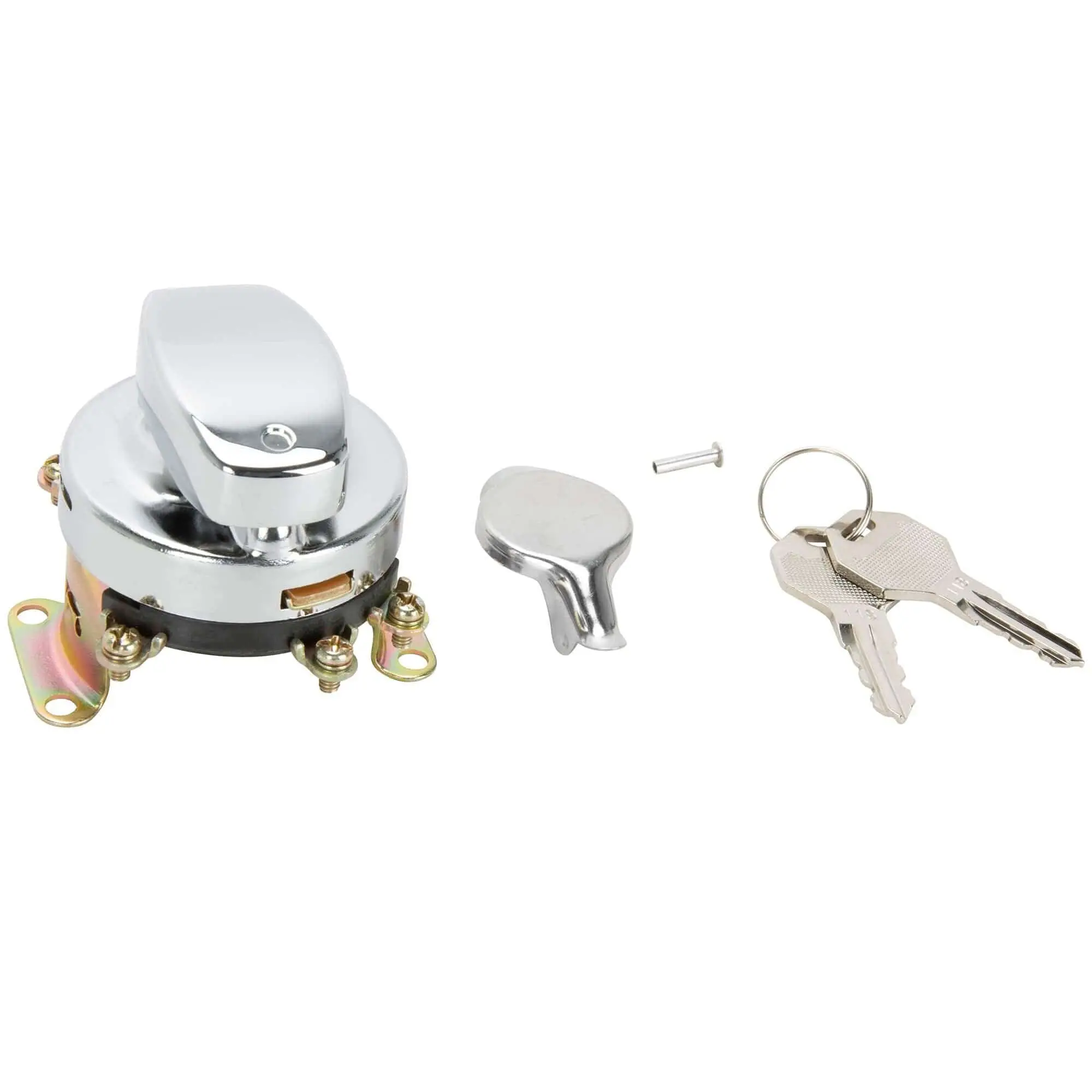 Cycle Standard 6 Post Ignition Key Switch Replaces Harley-Davidson OEM # 71501-73A - Chrome Bezel - Image 2