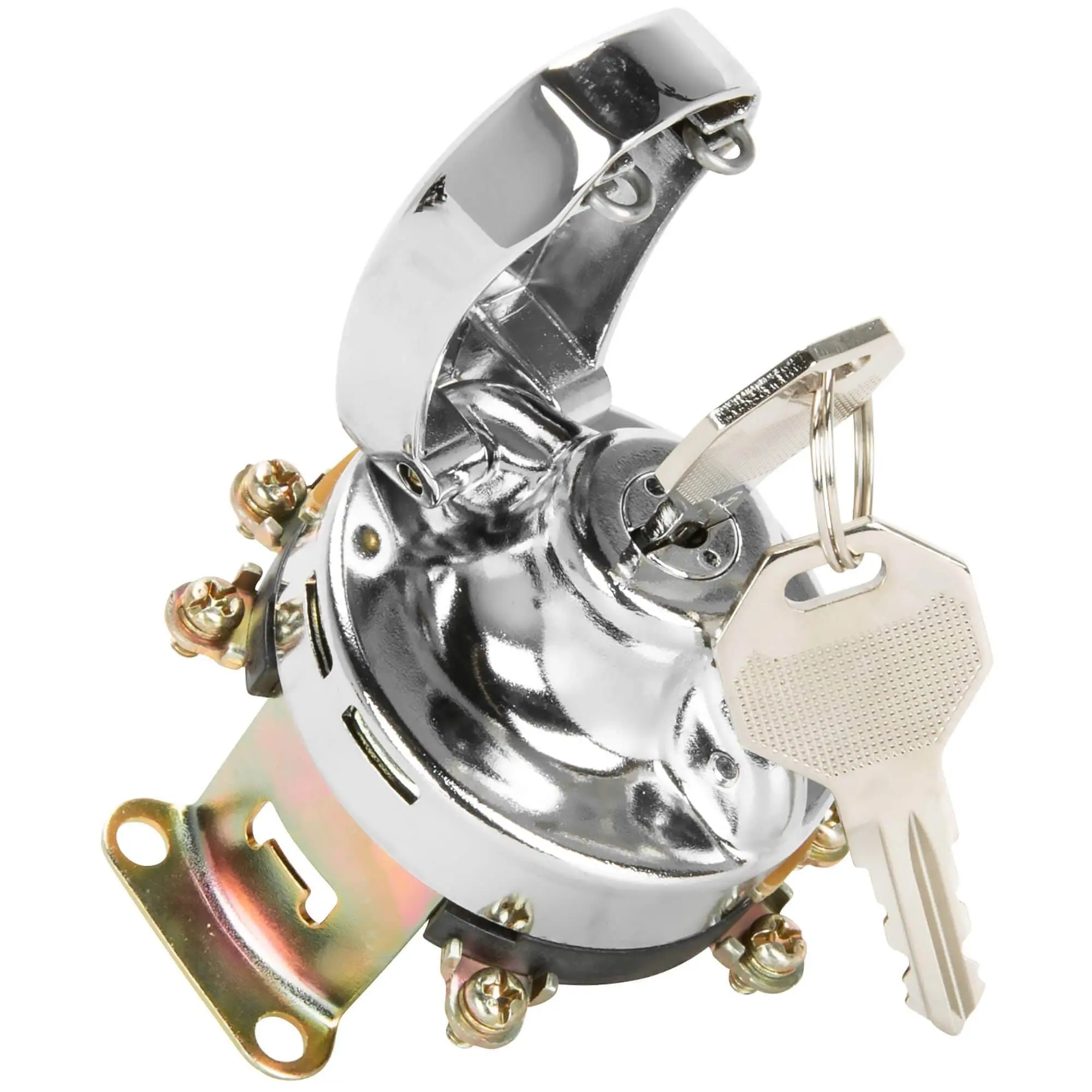 Cycle Standard 6 Post Ignition Key Switch Replaces Harley-Davidson OEM # 71501-73A - Chrome Bezel - Image 3