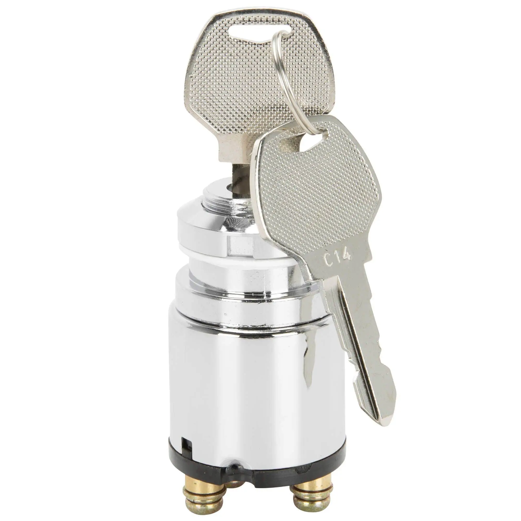 Cycle Standard 3 Position Ignition Key Switch Replaces Harley-Davidson OEM #71425-77 - Chrome Body / Chrome Bezel - Image 2