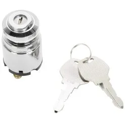 Cycle Standard 3 Position Ignition Key Switch Replaces Harley-Davidson OEM #71425-77 - Chrome Body / Chrome Bezel