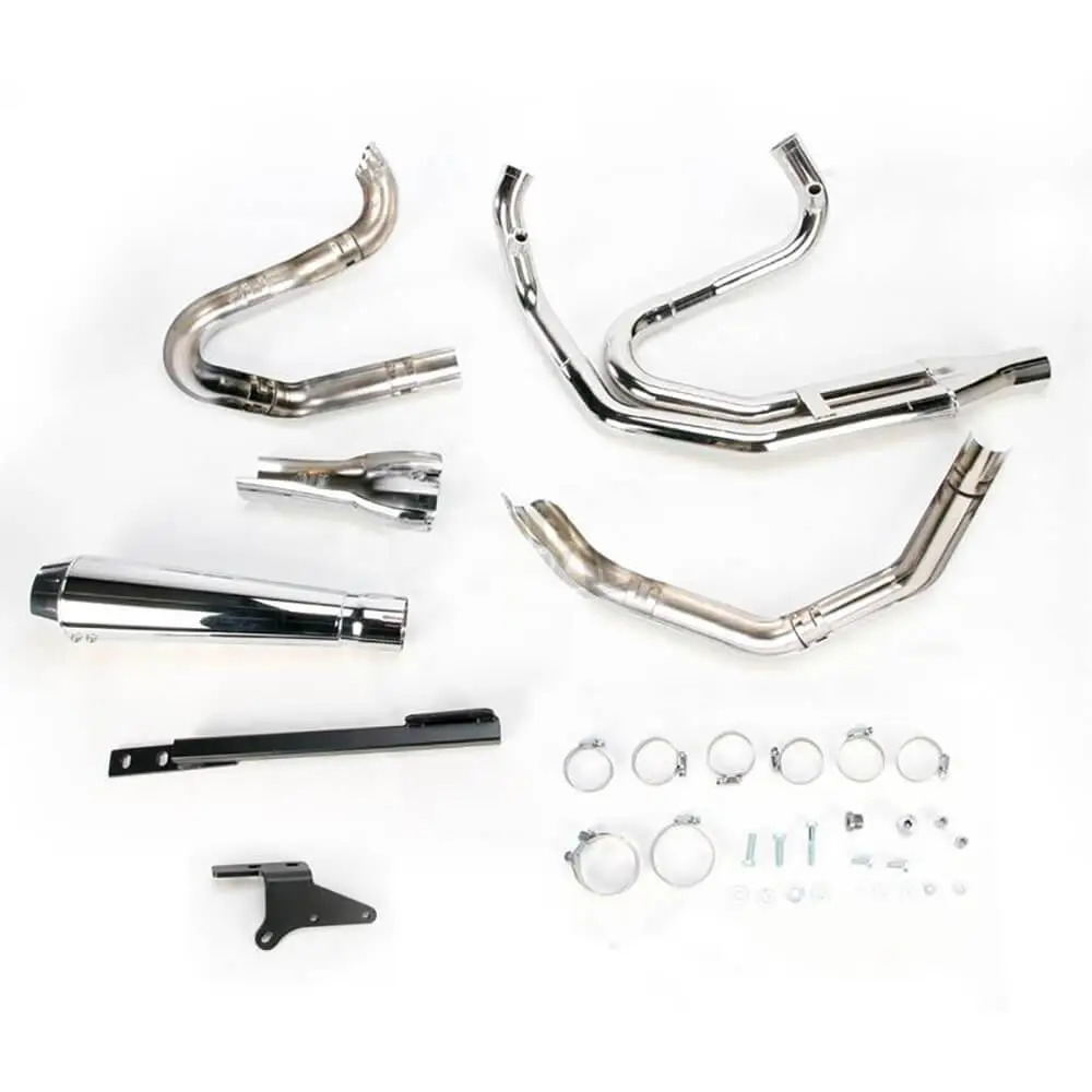 Bassani Xhaust Road Rage Short 2 Into 1 Exhaust System - Chrome - 2006-2017 Harley-Davidson Dynas - Image 2