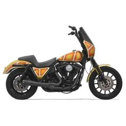 Bassani Xhaust Road Rage Short 2 Into 1 Exhaust System - Black - 1984-2000 Harley-Davidson FXR