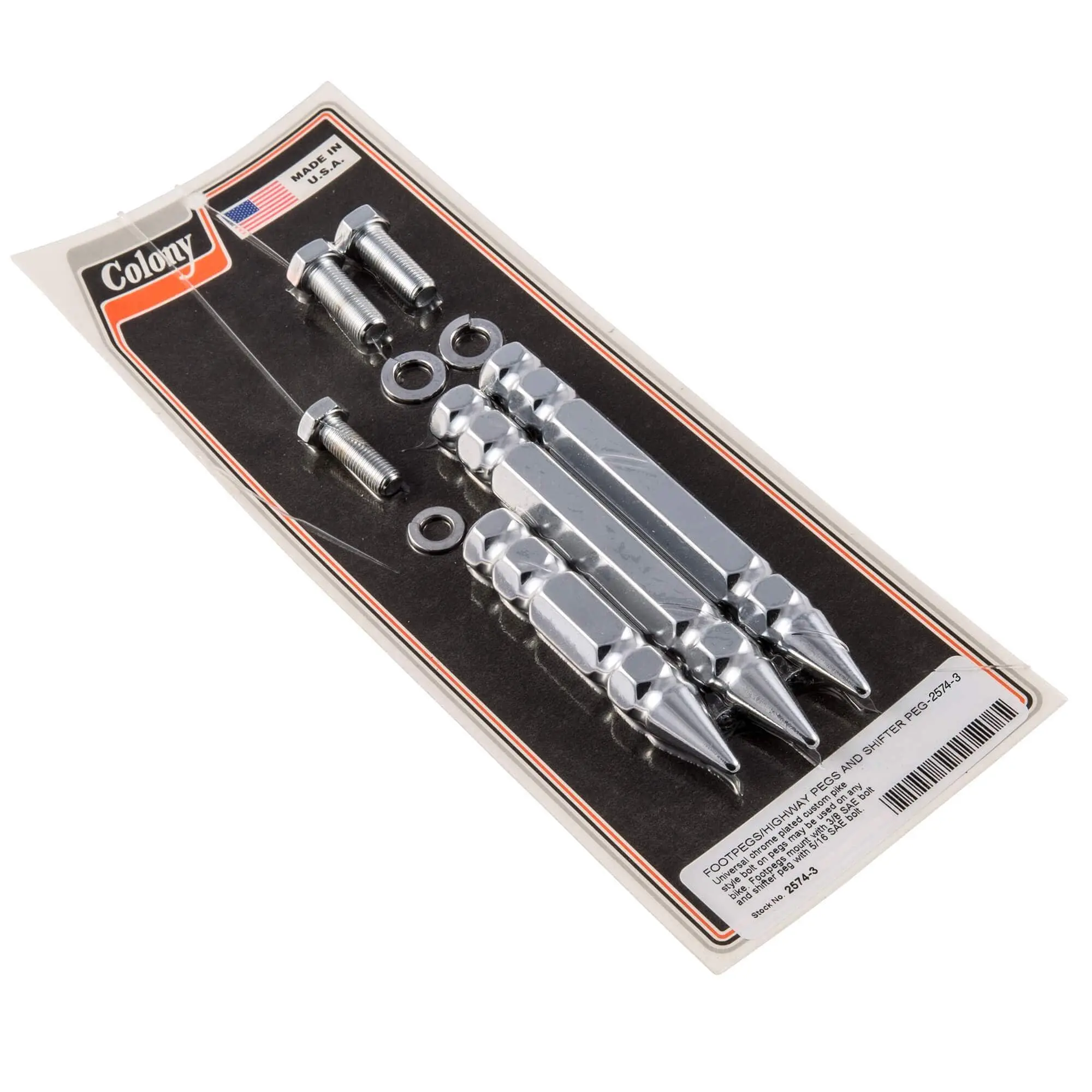 Colony #2574-3 Footpegs And Shifter Chrome Pike Nuts Harley Davidson Chopper