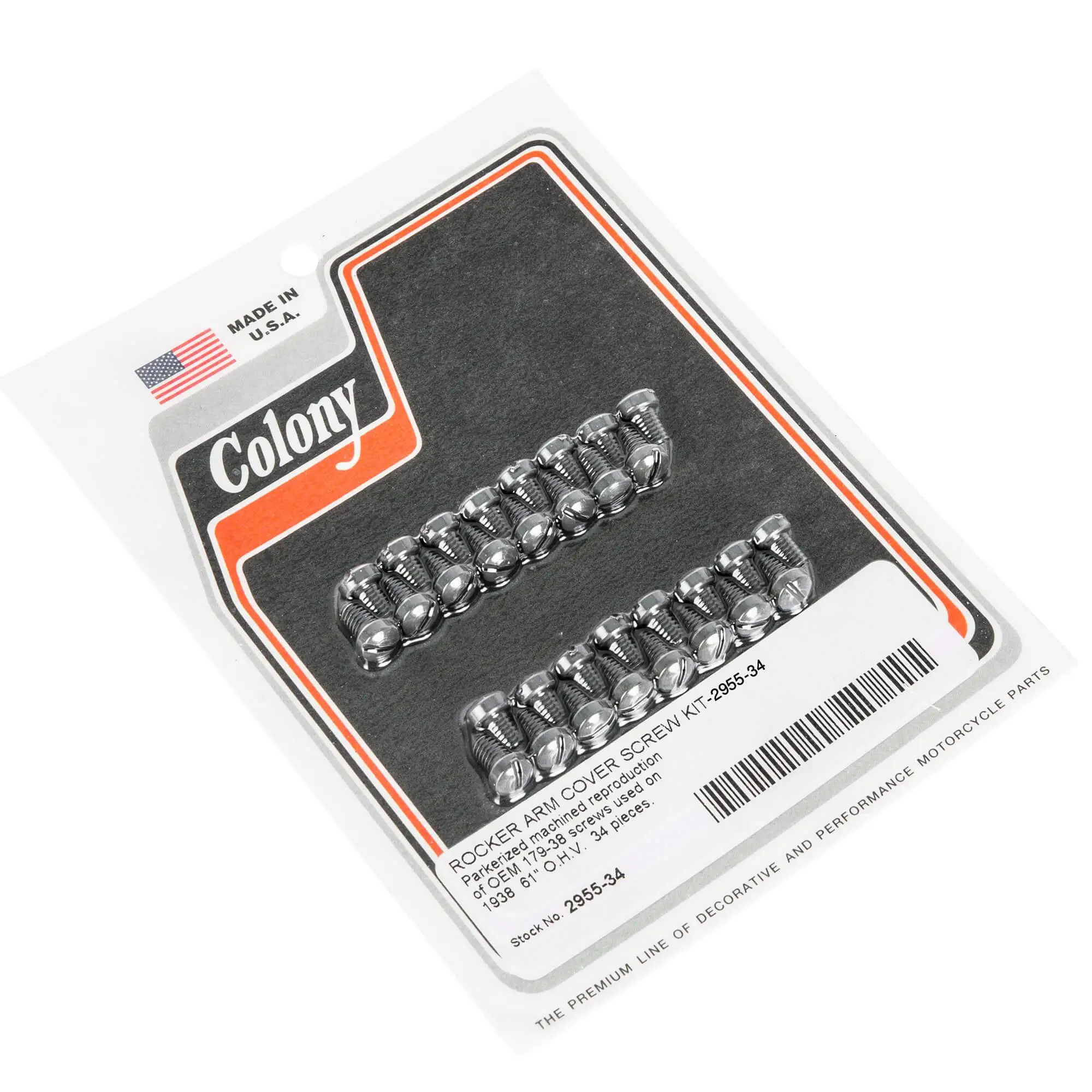 Colony #2955-34 Rocker Arm Cover Screw Kit Parkerized Harley OEM 179-38 Used On 1938 - Image 2