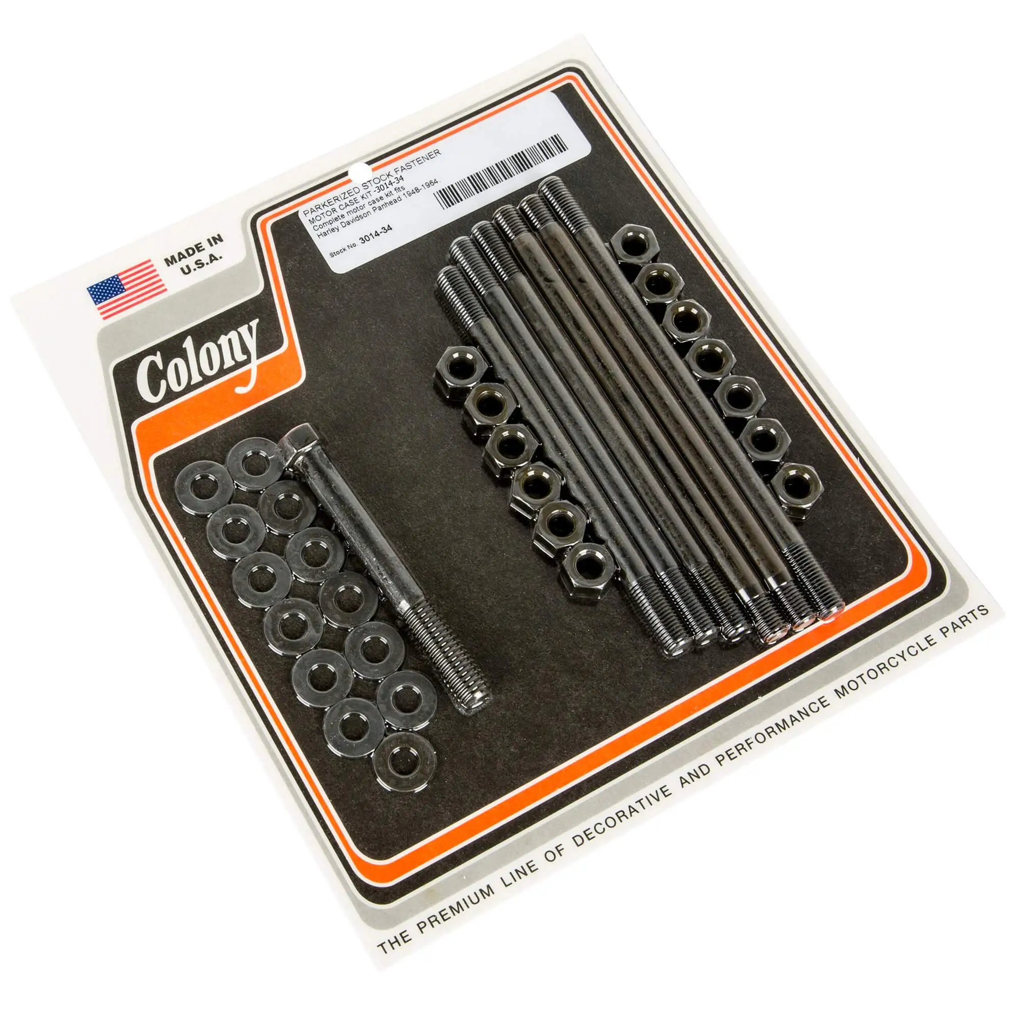 Colony #3014-34 Parkerized Stock Fastener Motor Case Kit Harley Panhead 1948-64
