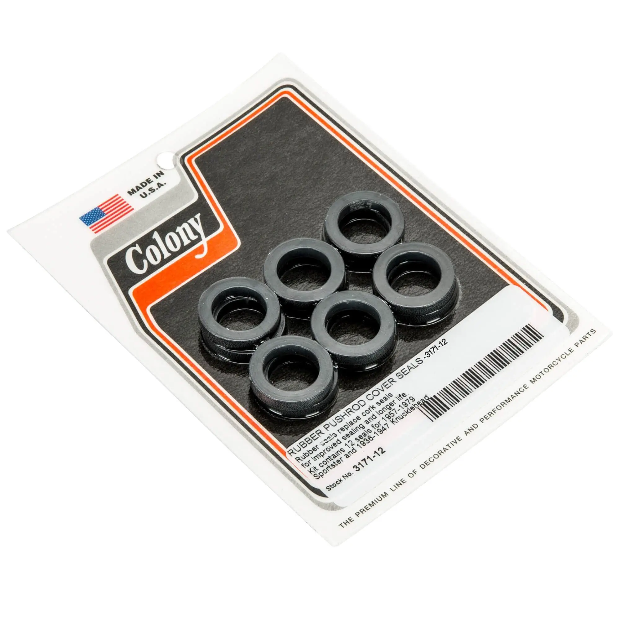 Colony #3171-12 Rubber Pushrod Cover Seals 1936-79 Harley Davidson Knucklehead Sportster