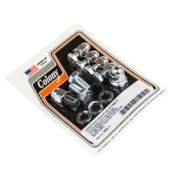 Colony #7803-11 Kickstand Mounting Kit Chrome Plated Acorn Nuts, Bolts & Washers Fits 1936-86 Big Twin 4 Speeds (except Softail Models)