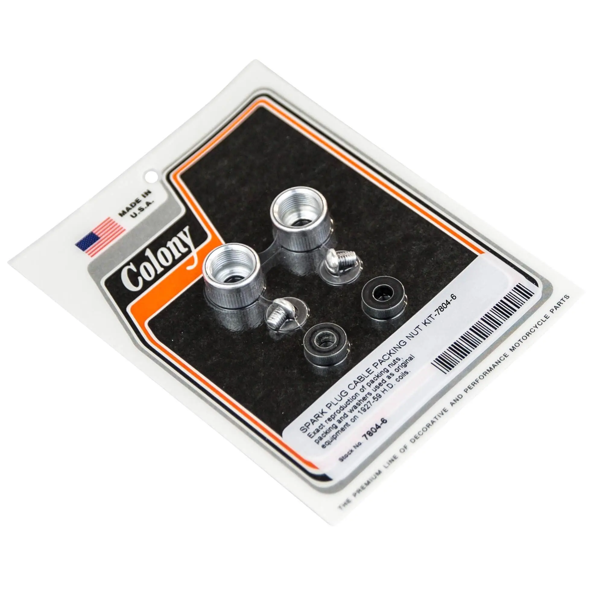 Colony #7804-6 Spark Plug Cable Packing Nut Kit Fits 1927-59 Harley Davidson Coils
