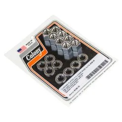 Colony #8106-16 Cylinder Base Nuts & Lock Washers Chrome Plated Fits Sportster & Harley Davidson 45's