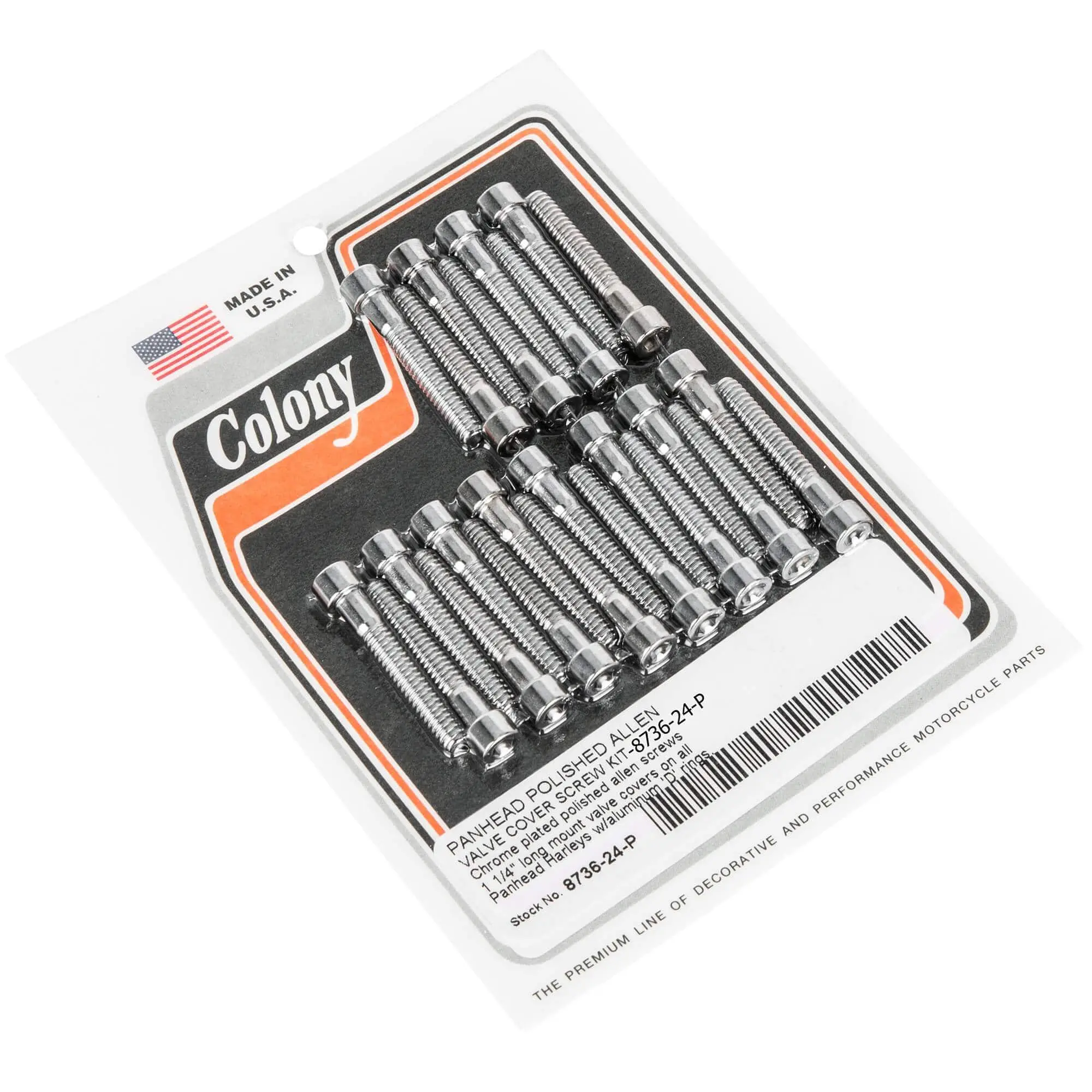 Colony #8736-24-P Valve Cover Screw Kit Smooth Chrome Allen Harley Panhead - Image 2
